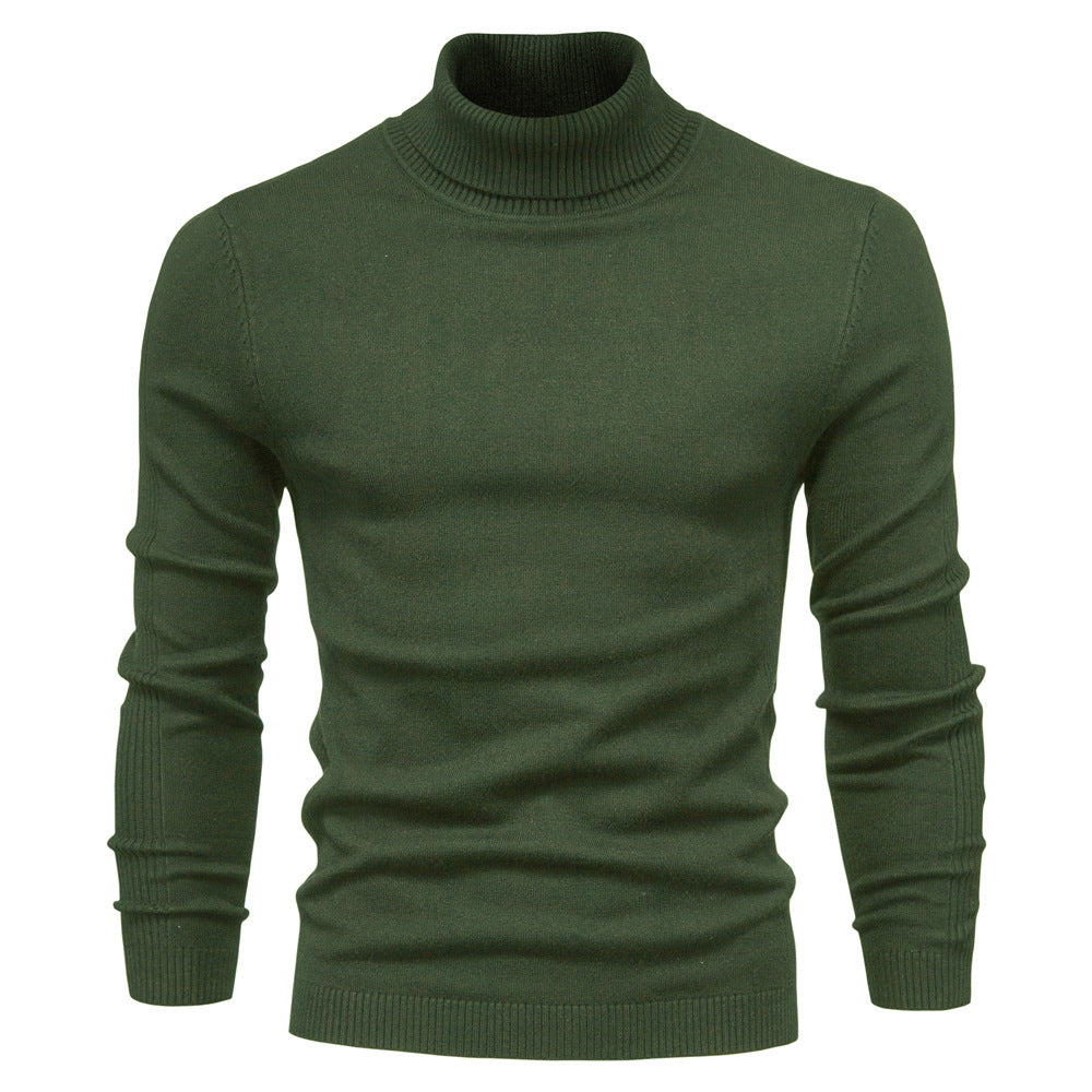Herren Winter Rollkragenpullover, dick, lässig, einfarbig