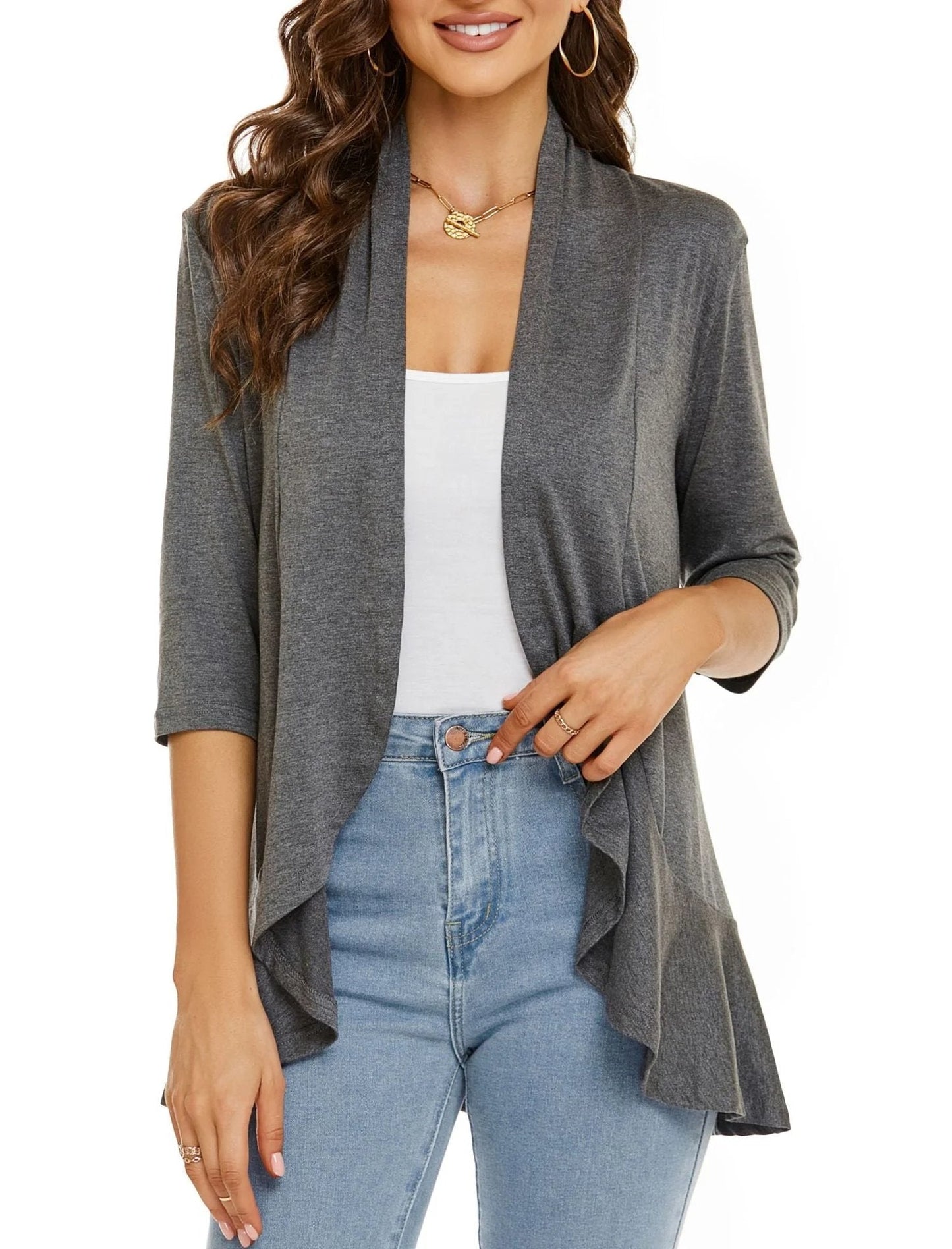 ✨Top 3 Cardigans en Solde 2025✨ | Gilet Léger Ouvert Décontracté à Volants pour Femme Automne/Hiver