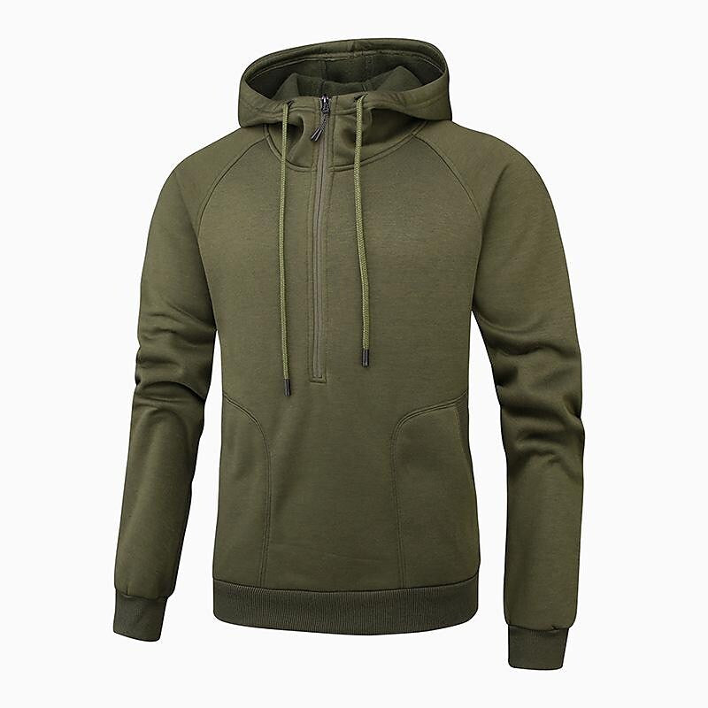 Sweat à capuche tendance en patchwork camouflage brossé à col en V zippé pour homme