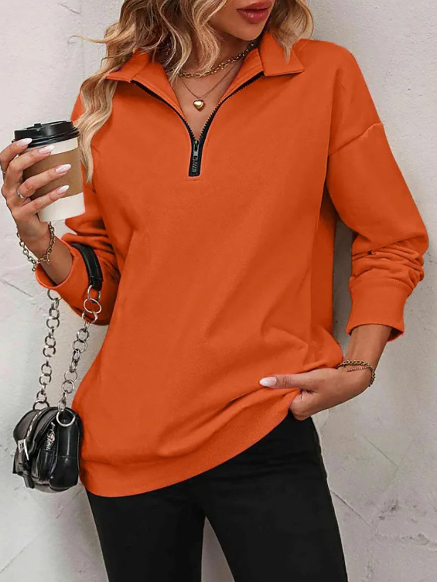✨Pull Best-1 en promotion✨Sweat-shirt Femme Zippé Épaules Tombantes Automne/Hiver