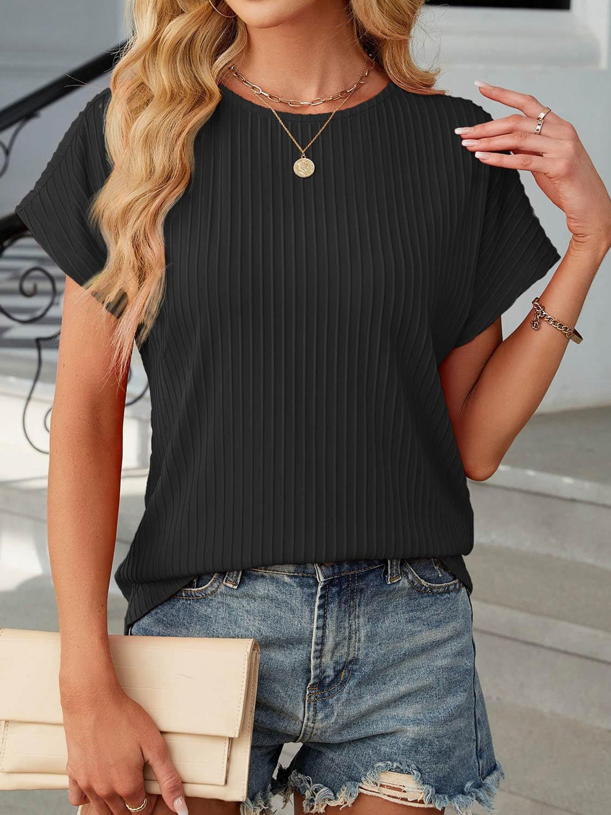 ✨T-shirt classique d'été jacquard à rayures pour femme