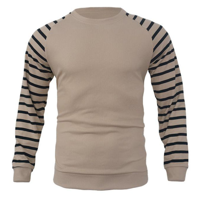 Herren Waffelmuster Patchwork Pullover Raglanärmel Sweatshirt