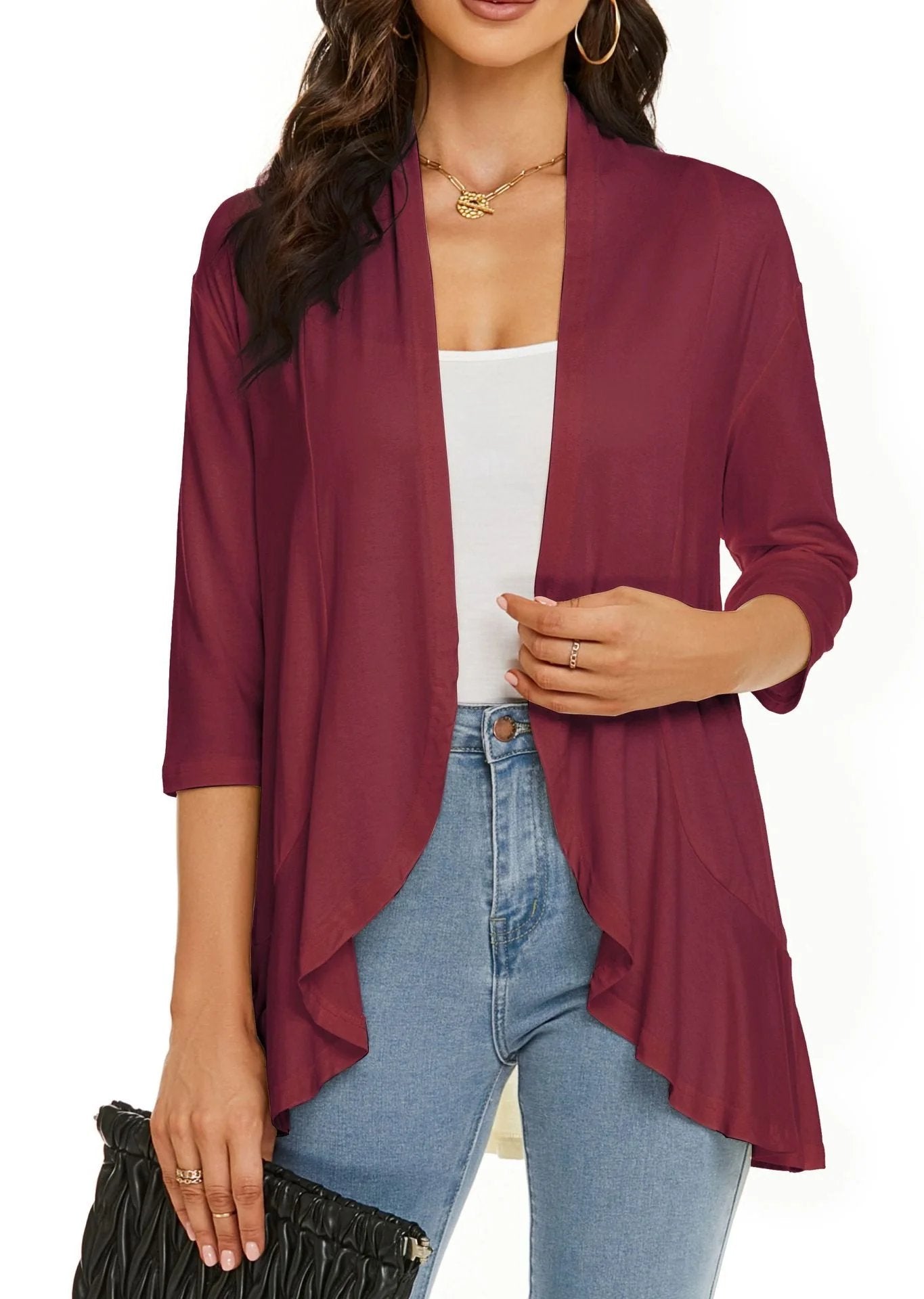 ✨Top 3 Cardigans en Solde 2025✨ | Gilet Léger Ouvert Décontracté à Volants pour Femme Automne/Hiver
